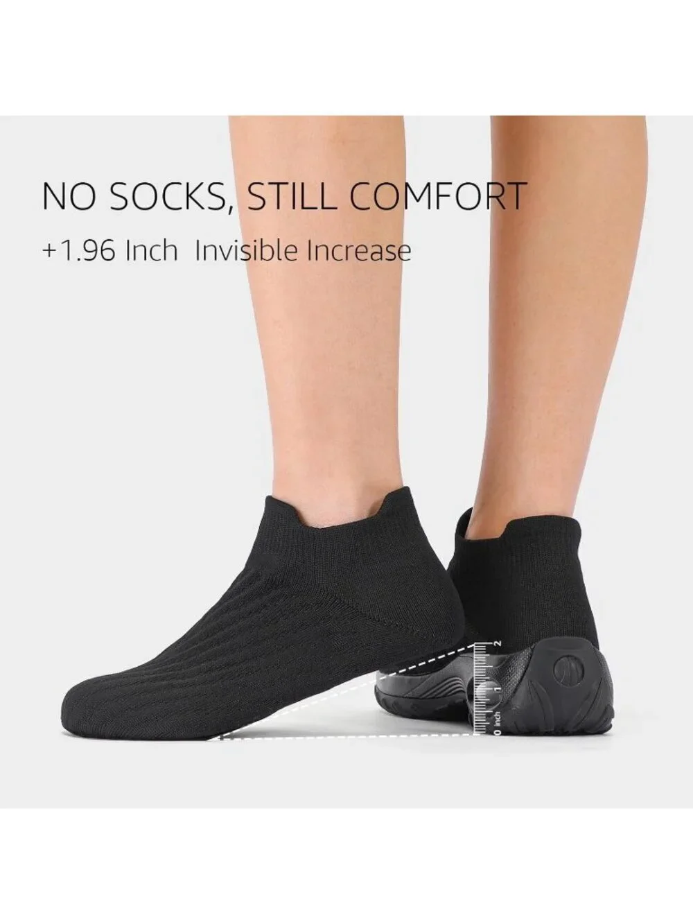 Women's Black Lug Walking Arch Support Non Slip Breathable Upper Sneaker Shoes